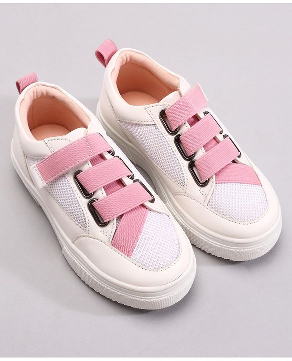 Pine Kids Casual Elasticated Straps Shoes with Chunky Sole - White