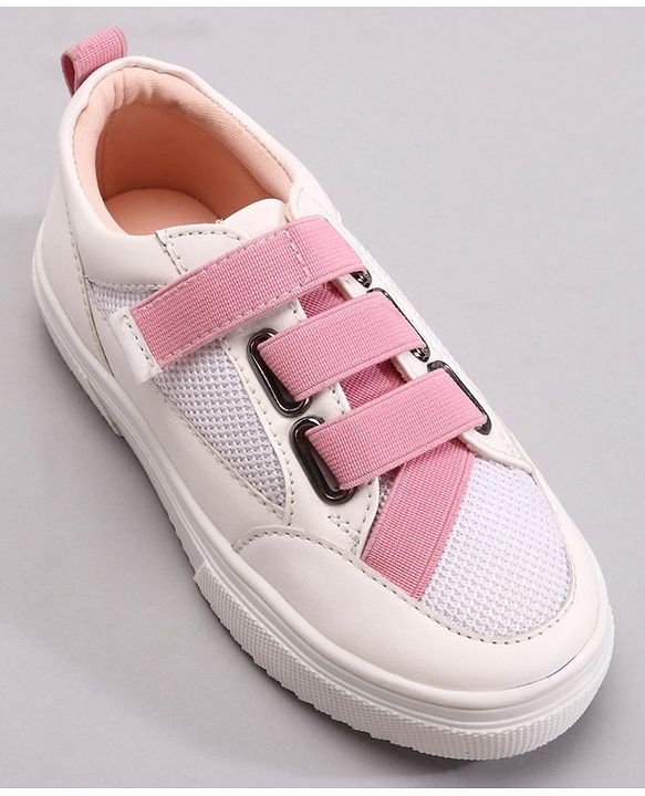 Pine Kids Casual Elasticated Straps Shoes with Chunky Sole - White
