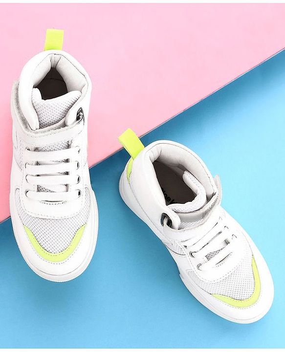 Pine Kids High Ankle Casual Shoes - White Green