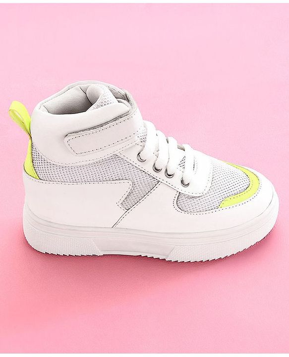 Pine Kids High Ankle Casual Shoes - White Green