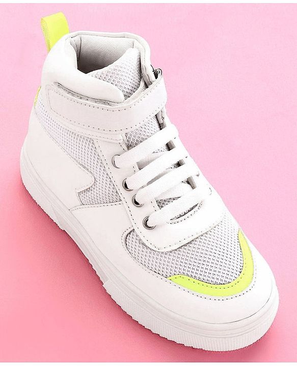 Pine Kids High Ankle Casual Shoes - White Green