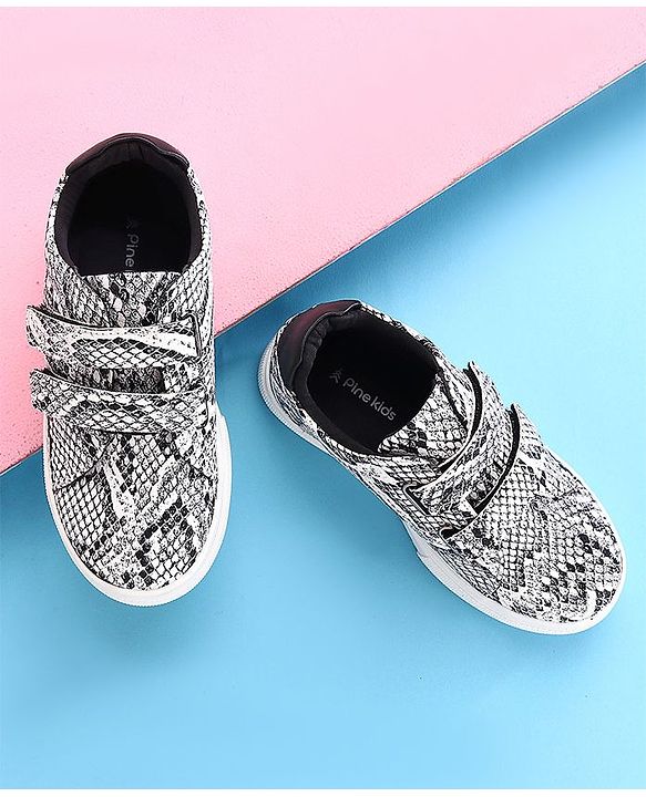 Pine Kids Casual Shoes Animal Print - White Black