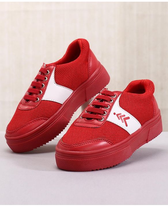 Pine Kids Casual Elasticated Lace Closure Chunky Shoes - Red