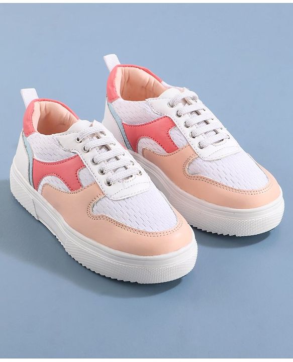 Pine Kids Lace Up Casual Shoes Color Block - White