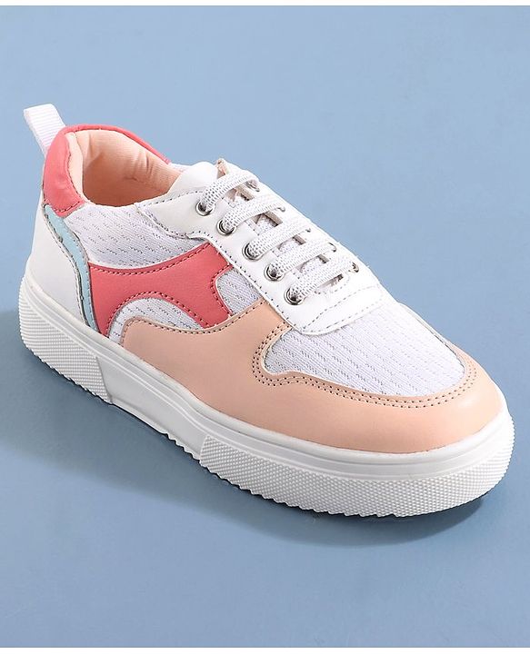 Pine Kids Lace Up Casual Shoes Color Block - White