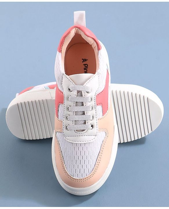 Pine Kids Lace Up Casual Shoes Color Block - White