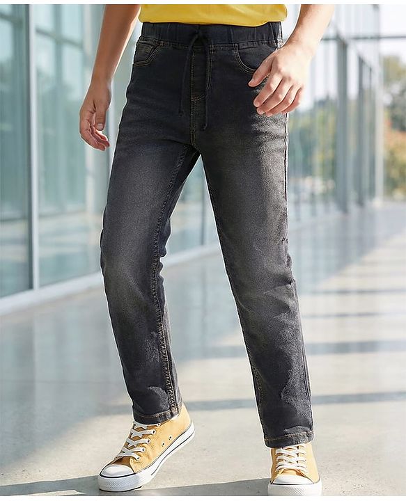 Pine Kids Full Length Emzyme Wash Jeans - Black