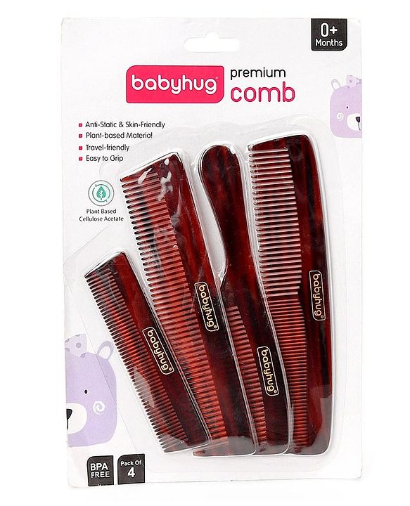 Babyhug Premium Comb Set of 4 - Brown