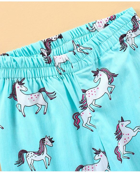 Babyhug Full Sleeves Night Suit Unicorn Print  - Blue