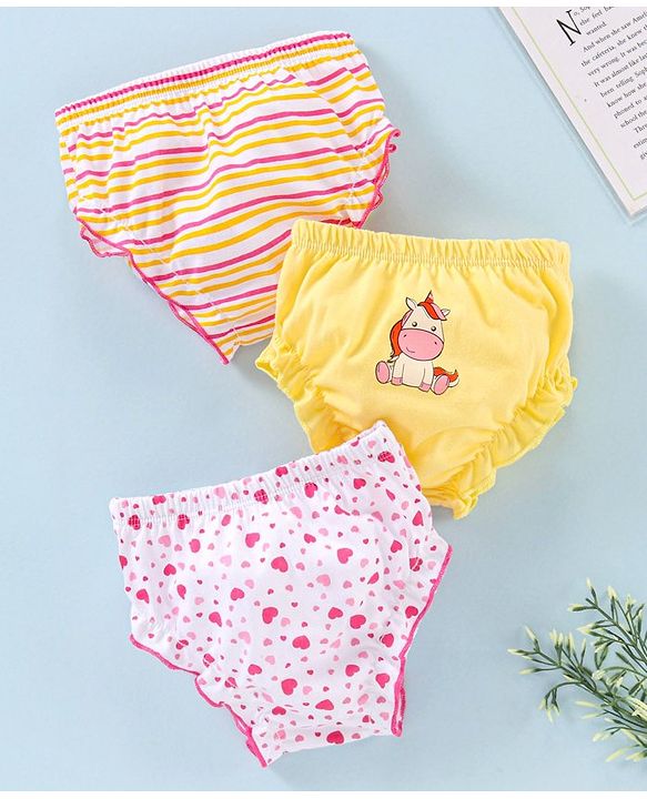 Babyhug 100% Cotton Bloomers Heart Print Pack of 3 - Multicolor