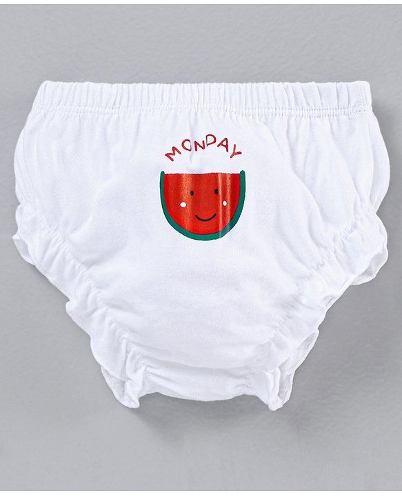Babyhug 100% Cotton Bloomer Pack of 7 Fruit Graphic - White