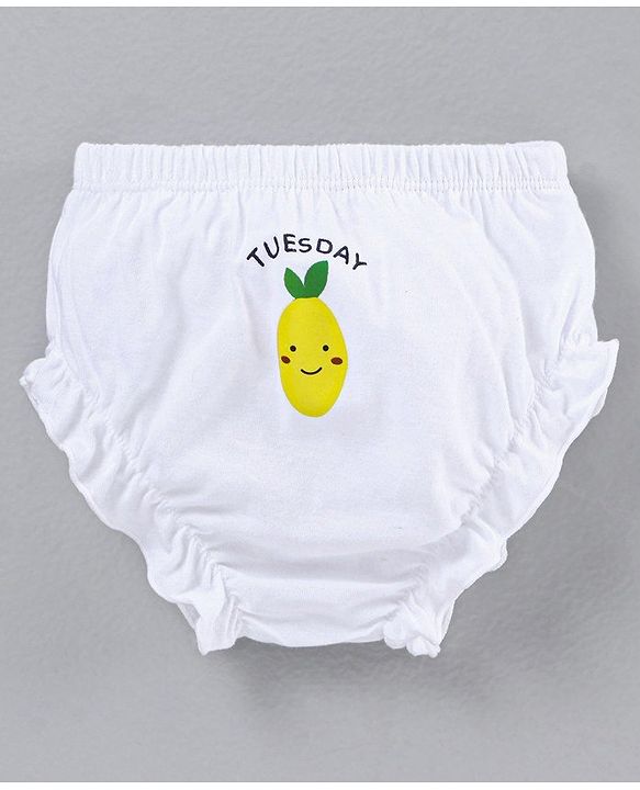 Babyhug 100% Cotton Bloomer Pack of 7 Fruit Graphic - White