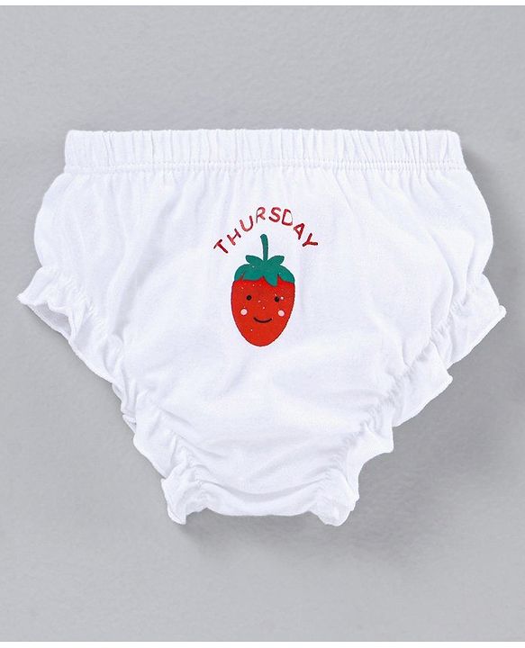 Babyhug 100% Cotton Bloomer Pack of 7 Fruit Graphic - White