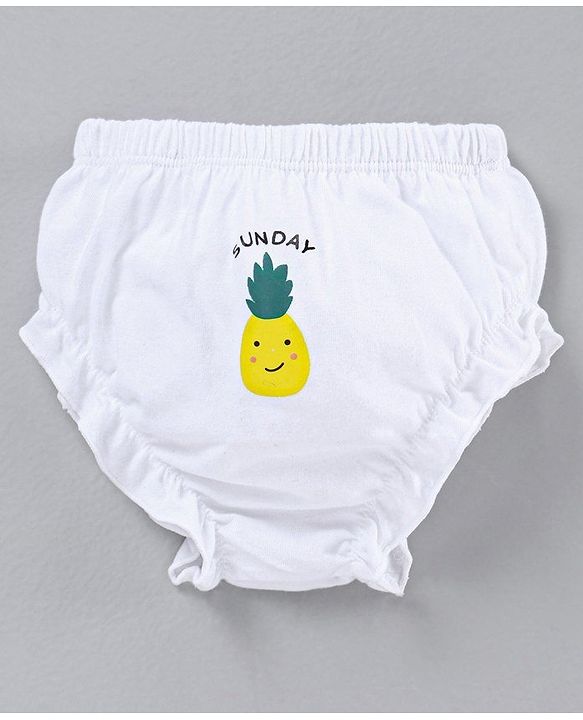 Babyhug 100% Cotton Bloomer Pack of 7 Fruit Graphic - White
