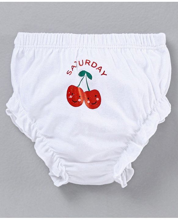 Babyhug 100% Cotton Bloomer Pack of 7 Fruit Graphic - White
