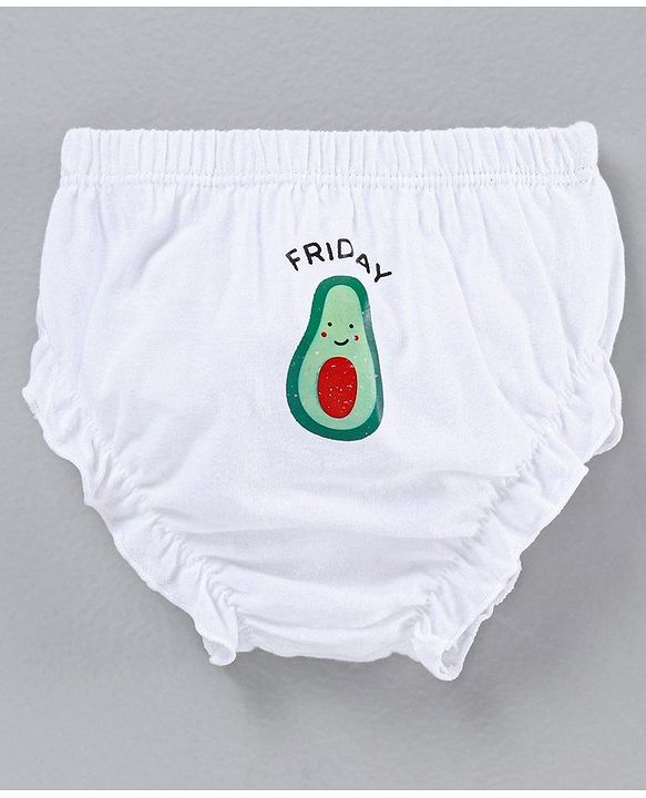 Babyhug 100% Cotton Bloomer Pack of 7 Fruit Graphic - White