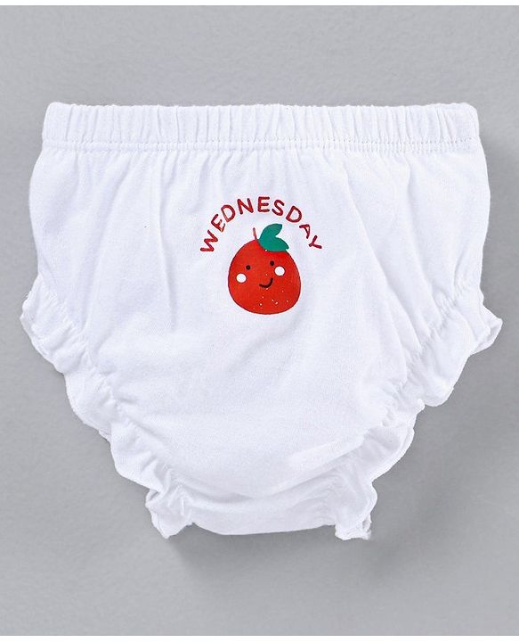 Babyhug 100% Cotton Bloomer Pack of 7 Fruit Graphic - White