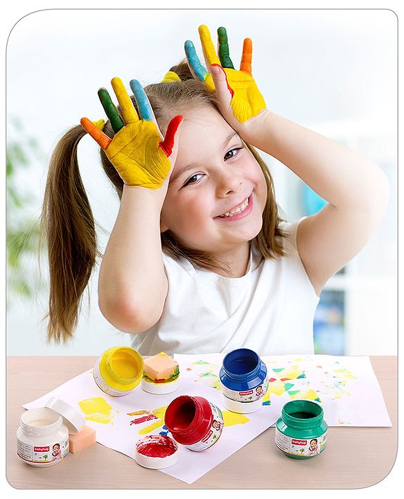 Babyhug Color O Splash Washable Finger Paints - 7 Pieces | Vibrant Washable Finger Paint Set | Unleashes Artistic Expression & Sensory Fun | Non-Toxic & Safe | BIS Certified