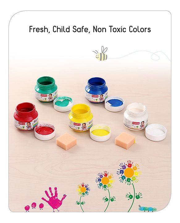 Babyhug Color O Splash Washable Finger Paints - 7 Pieces | Vibrant Washable Finger Paint Set | Unleashes Artistic Expression & Sensory Fun | Non-Toxic & Safe | BIS Certified
