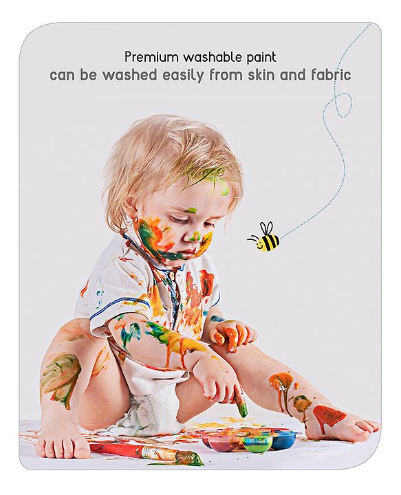 Babyhug Color O Splash Washable Finger Paints - 7 Pieces | Vibrant Washable Finger Paint Set | Unleashes Artistic Expression & Sensory Fun | Non-Toxic & Safe | BIS Certified