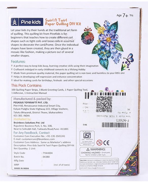 Pine Kids Swirl N Twirl Paper Quilling DIY Kit - Multicolour