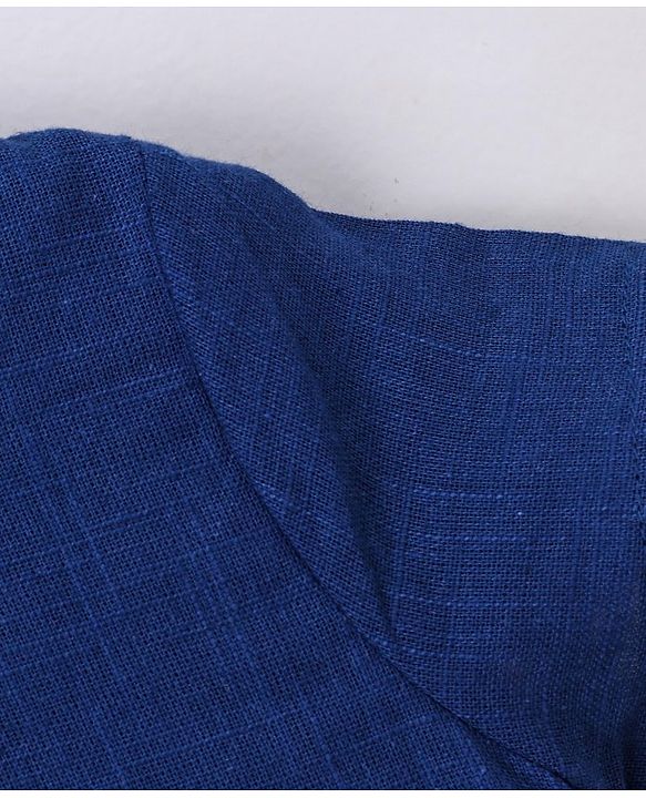 Babyhug Short Sleeves Schiffli Frock - Blue