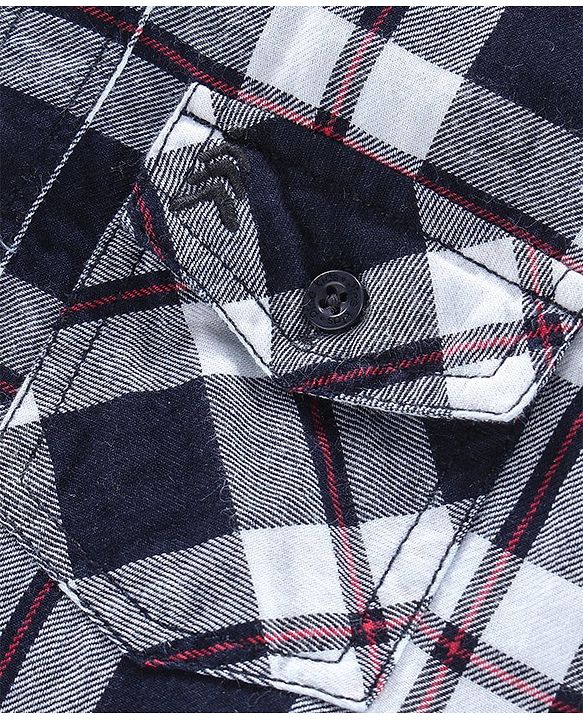 Pine Kids Half sleeves Hooded Indigo Checked Shirt - Navy