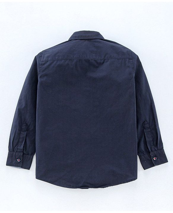 Pine Kids Full Sleeves Solid Stone Washed Shirt - Blue