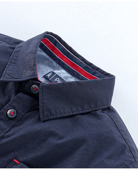 Pine Kids Full Sleeves Solid Stone Washed Shirt - Blue