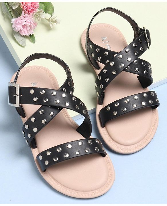 Pine Kids Party Wear Sandals - Black