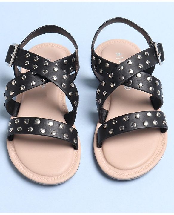 Pine Kids Party Wear Sandals - Black