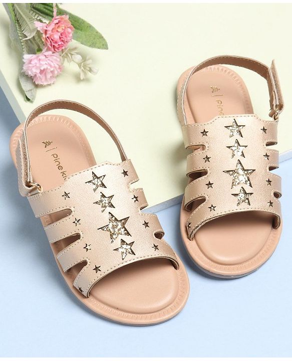 Pine Kids Party Wear Sandals - Golden
