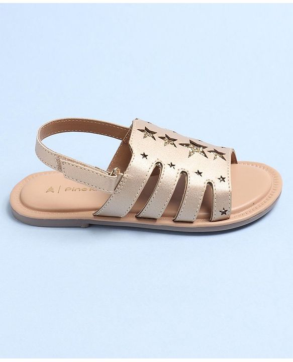 Pine Kids Party Wear Sandals - Golden