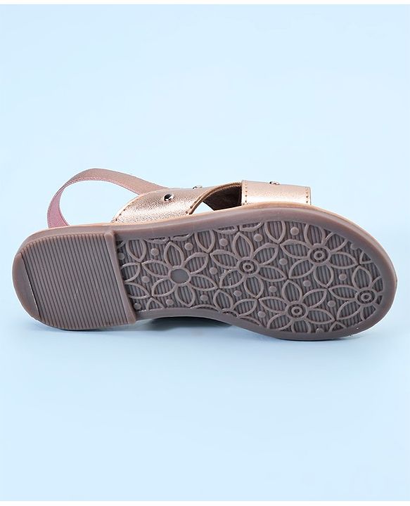 Pine Kids Party Wear Sandals with Elastic Backstrap - Rose Gold