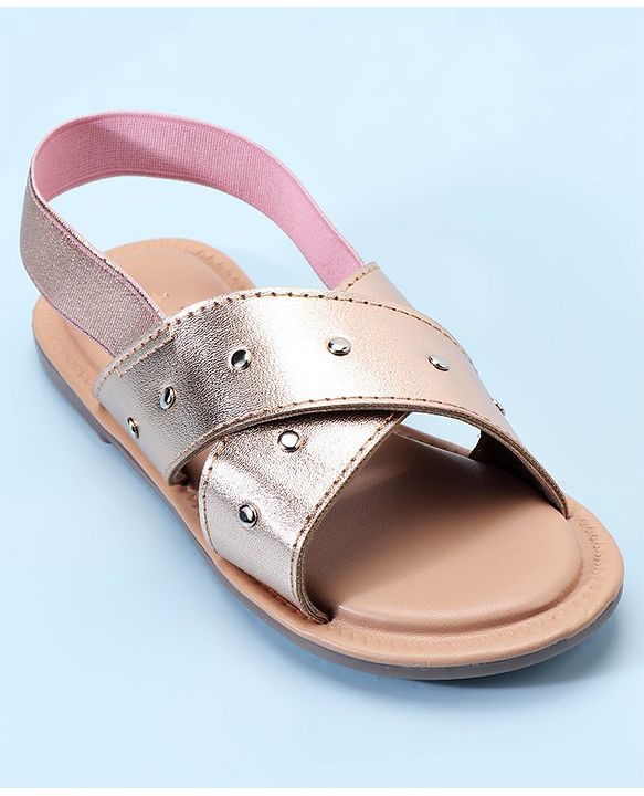 Pine Kids Party Wear Sandals with Elastic Backstrap - Rose Gold