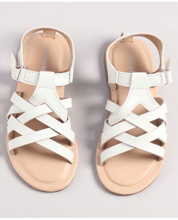Pine Kids Sandals With Velcro Closure - White