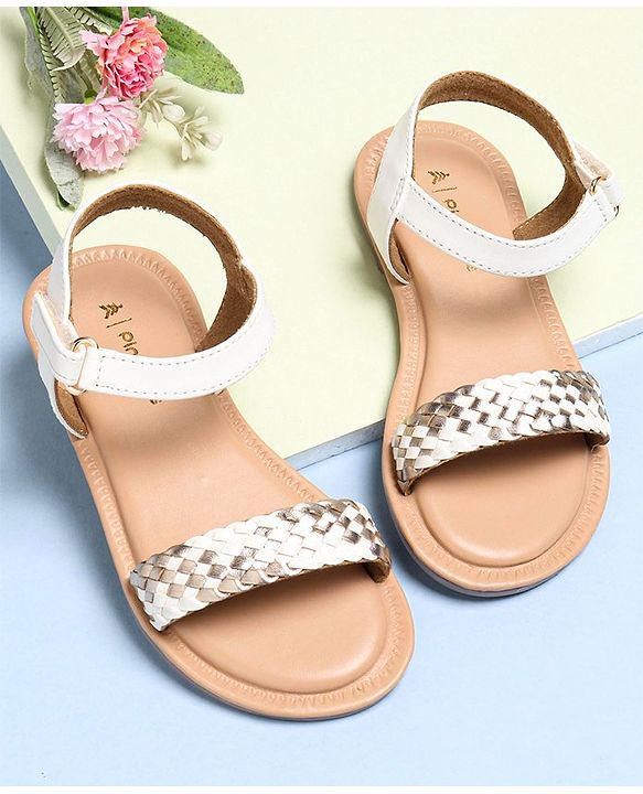 Pine Kids Sandals With Velcro Closure - White