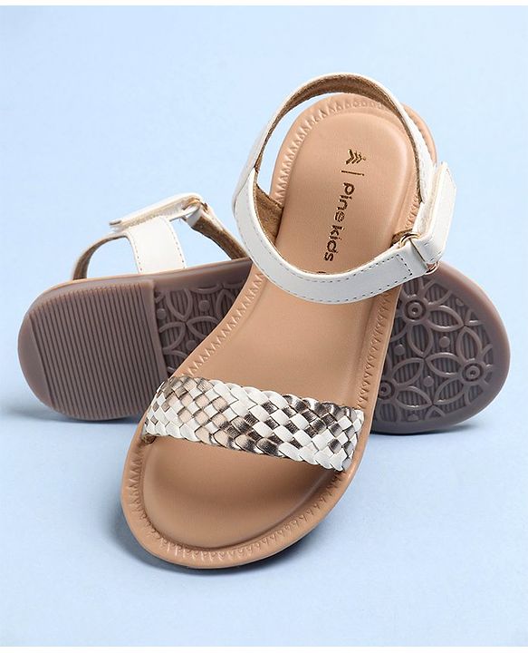 Pine Kids Sandals With Velcro Closure - White
