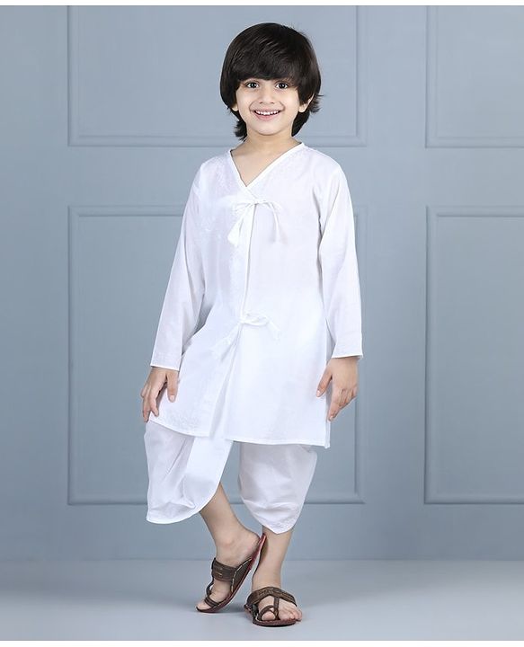 Babyhug Full Sleeves Dhoti Kurta Set - White