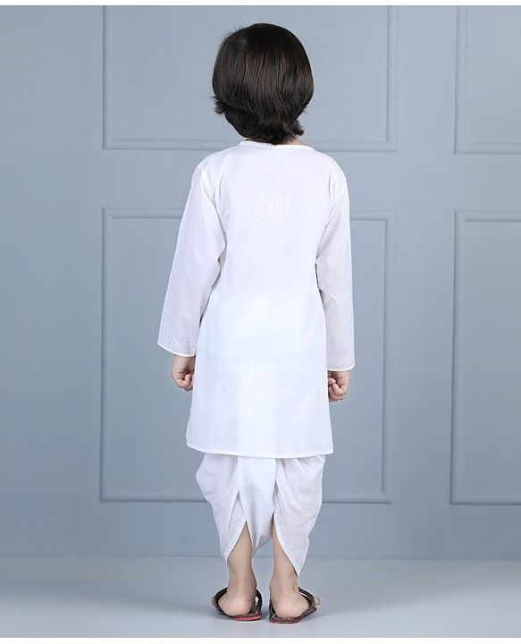 Babyhug Full Sleeves Dhoti Kurta Set - White