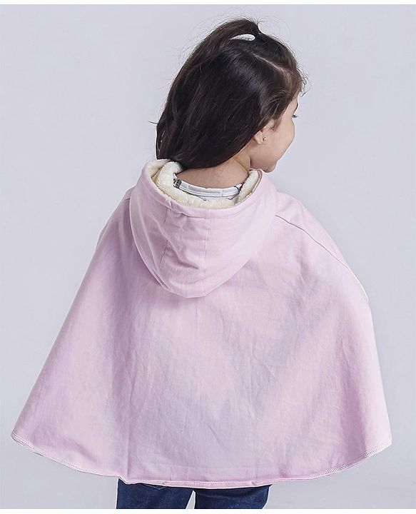 Babyhug Full Sleeves Poncho Style Hooded Sweatshirt - Pink