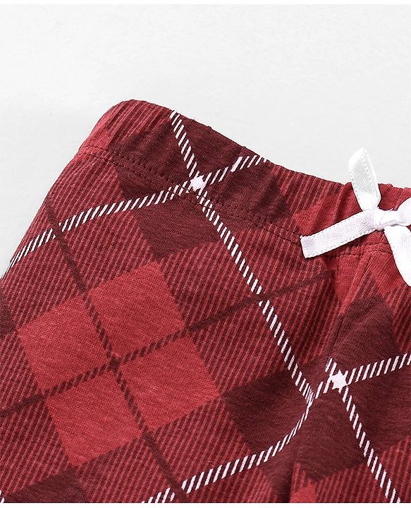 Babyhug Full Length Checks Leggings - Red