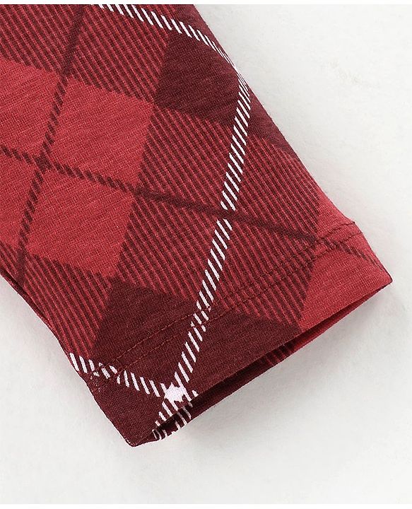 Babyhug Full Length Checks Leggings - Red