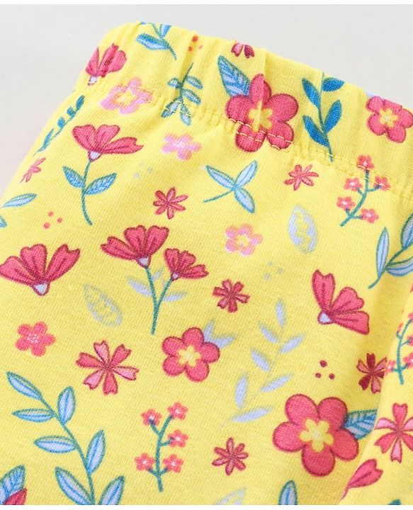Babyhug Full Length Slim Fit Leggings Floral Print - Yellow