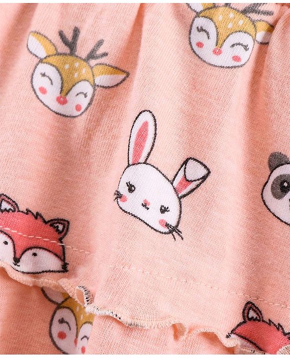Babyhug Full Length Skeggings Animal Print - Peach