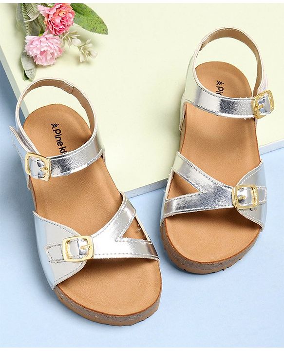 Pine Kids Sandals With Buckle Closure - Silver