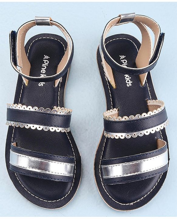 Pine Kids Party Wear Sandals - Navy Blue