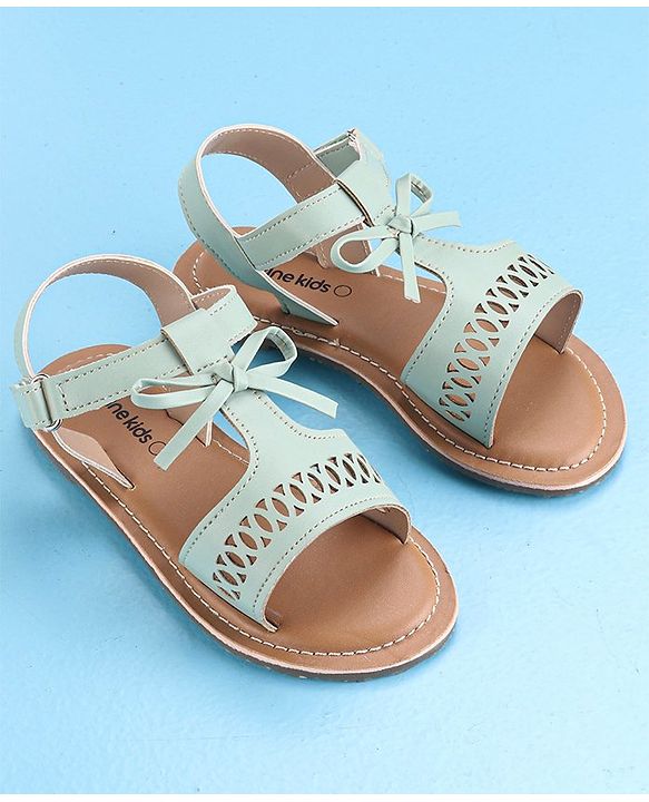 Pine Kids Party Wear Sandals Bow Appliques - Green