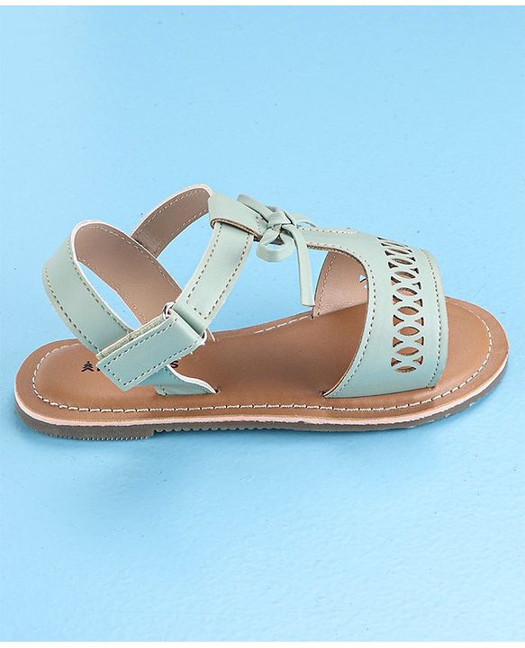 Pine Kids Party Wear Sandals Bow Appliques - Green