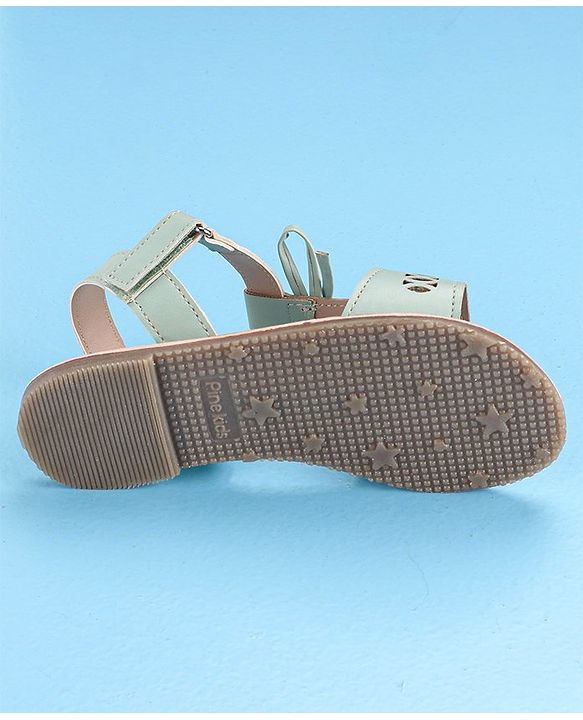 Pine Kids Party Wear Sandals Bow Appliques - Green